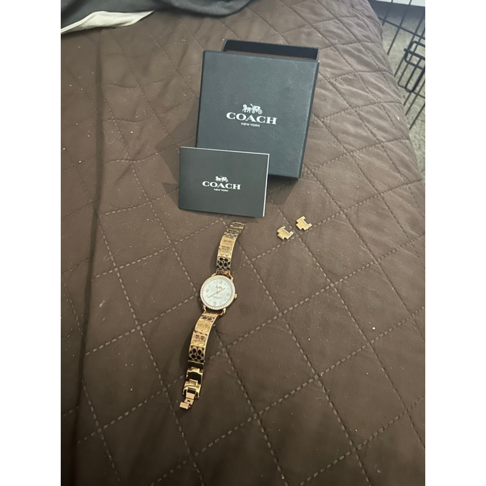 Women's Coach One Size Rose Gold & White Crystal Bezel Watch - Picture 5 of 5